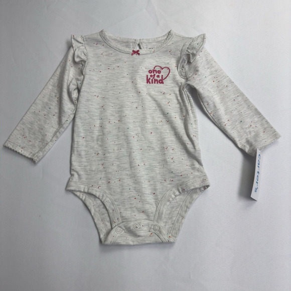 Carter's Heart Long Sleeve Bodysuit & Leggings Set Baby Girl 9M Dark Pink Gray - Picture 2 of 8